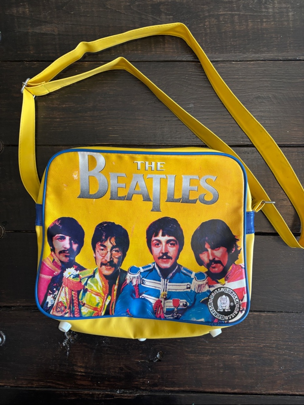 The Beatles Yellow Shouldery Bag with Blue Trim
